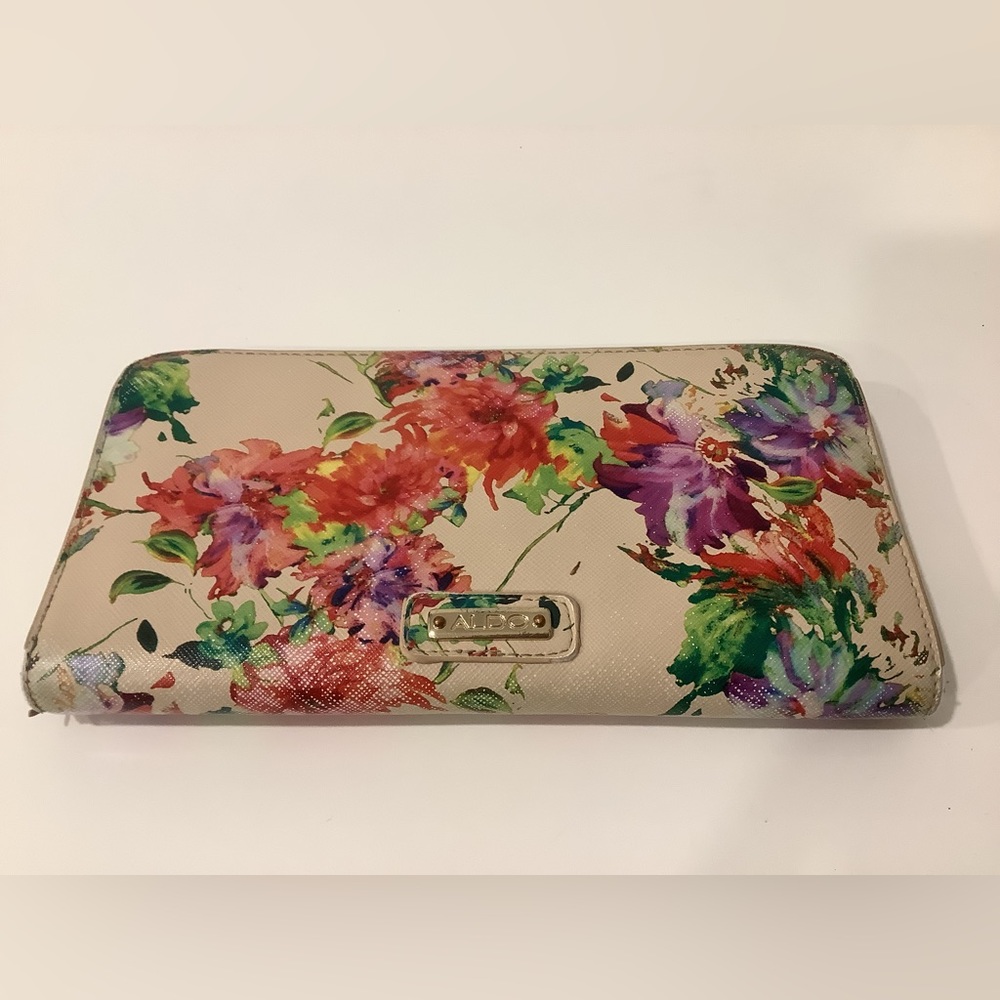 Aldo Zip Around Flower Pattern Wallet, Pre-owned